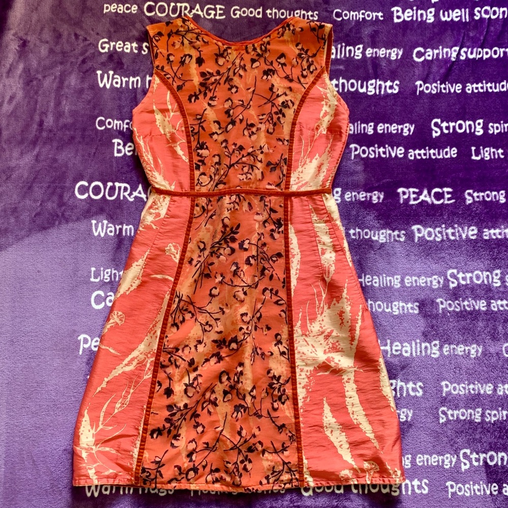VOYAGE Silk Dress w Velvet Burnout Pearl Buttons